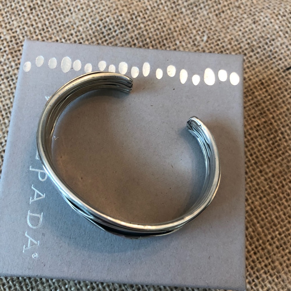 RARE Silpada Sterling Silver .935 Oxidized Artisan Wrinkled Fold Cuff Bracelet - Picture 4 of 7